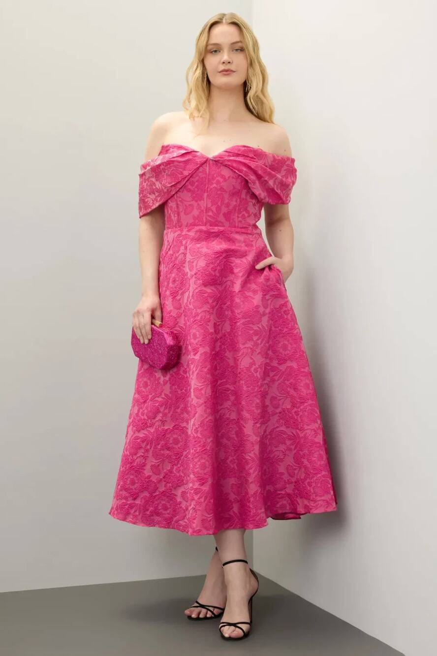 Theia Fiona Cloud Jaquard Dress Size 6
